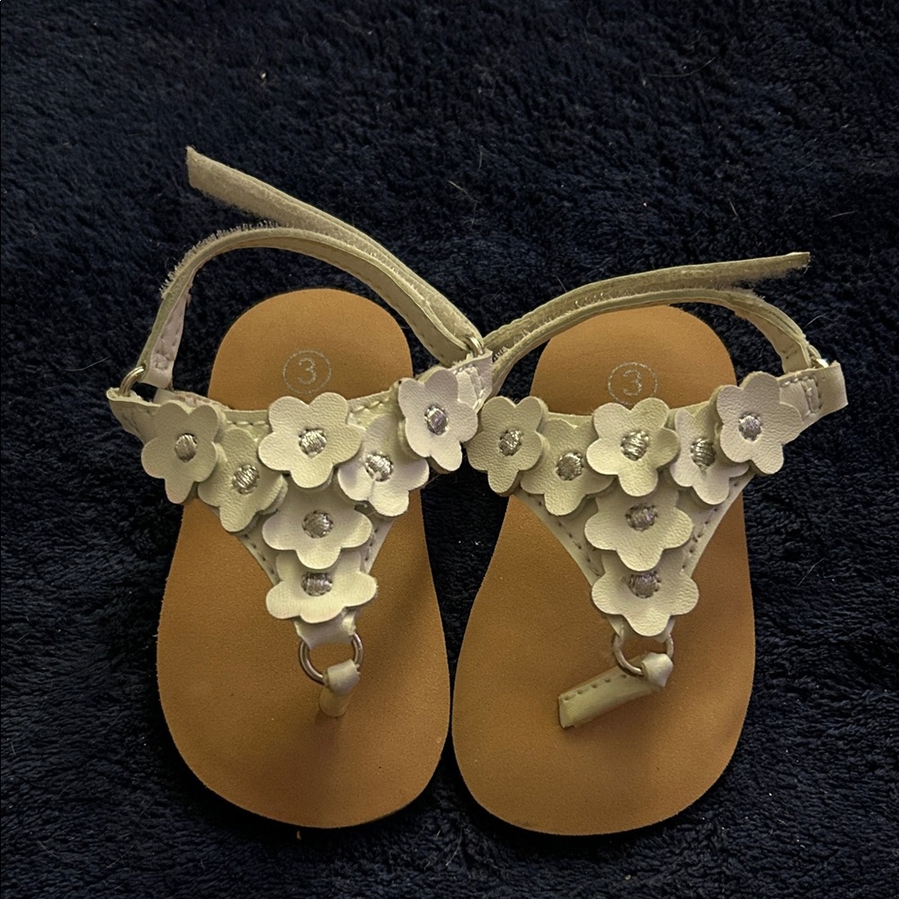 Floral Baby Sandals - White